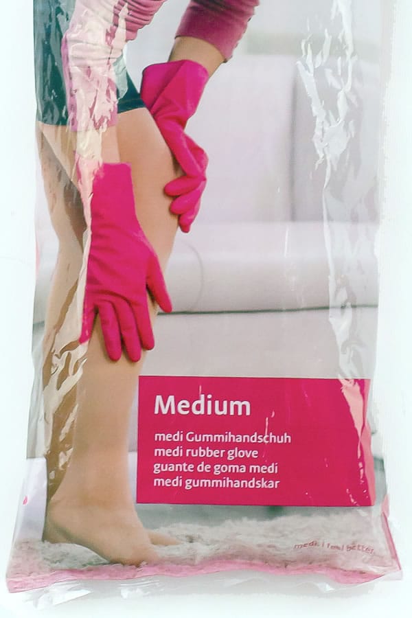 Latex med rubber gloves with ridged grip, ideal for easily putting on compression stockings - Richard Evans Vascular.